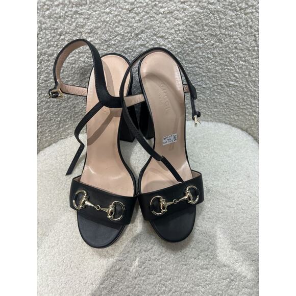 Gucci Shoes - Gucci Black Leather Horsebit Heels - Size 37.5 - Excellent Condition